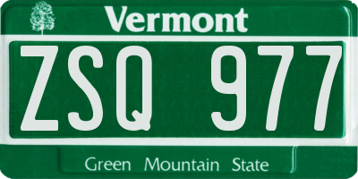 VT license plate ZSQ977
