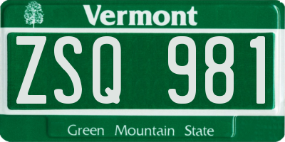 VT license plate ZSQ981