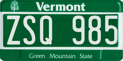 VT license plate ZSQ985