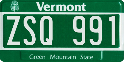 VT license plate ZSQ991