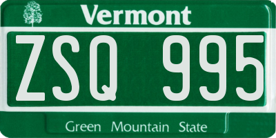 VT license plate ZSQ995