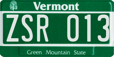 VT license plate ZSR013