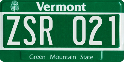 VT license plate ZSR021