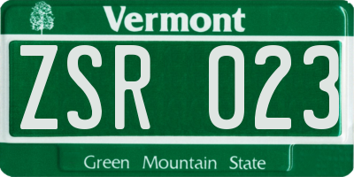 VT license plate ZSR023