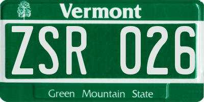 VT license plate ZSR026
