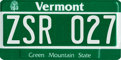 VT license plate ZSR027