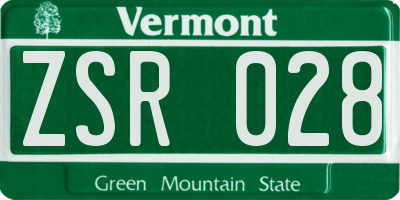 VT license plate ZSR028