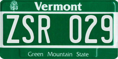 VT license plate ZSR029