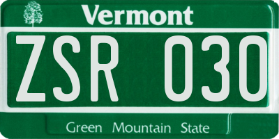 VT license plate ZSR030