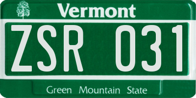 VT license plate ZSR031