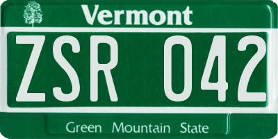 VT license plate ZSR042