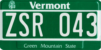 VT license plate ZSR043