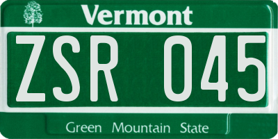 VT license plate ZSR045