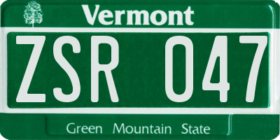 VT license plate ZSR047