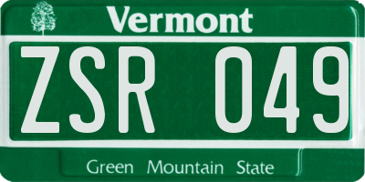 VT license plate ZSR049
