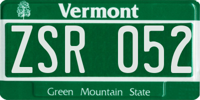 VT license plate ZSR052