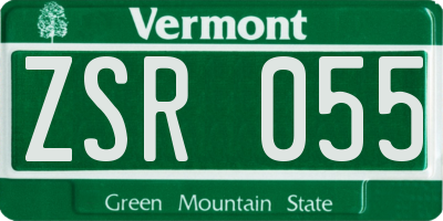 VT license plate ZSR055