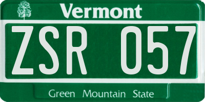 VT license plate ZSR057