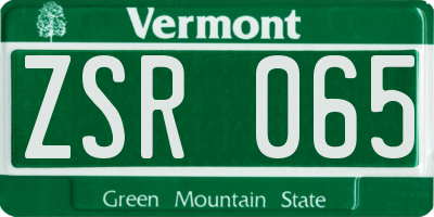 VT license plate ZSR065