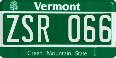 VT license plate ZSR066