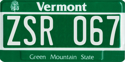 VT license plate ZSR067
