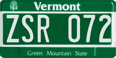 VT license plate ZSR072