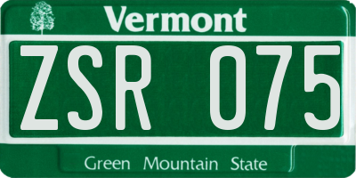 VT license plate ZSR075