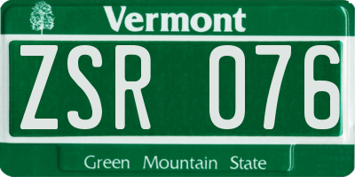 VT license plate ZSR076