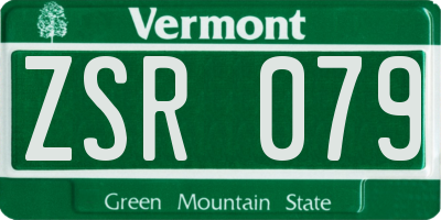 VT license plate ZSR079