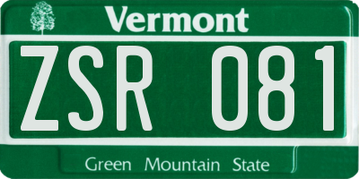 VT license plate ZSR081