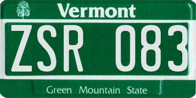 VT license plate ZSR083