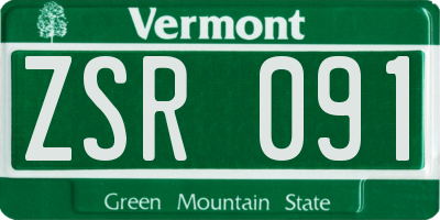 VT license plate ZSR091