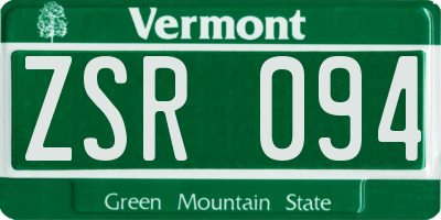 VT license plate ZSR094