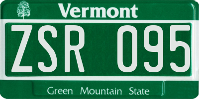VT license plate ZSR095