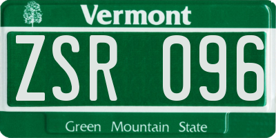 VT license plate ZSR096