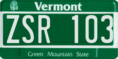 VT license plate ZSR103