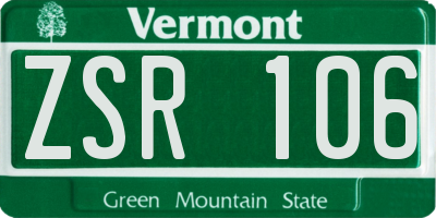 VT license plate ZSR106