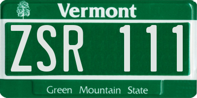 VT license plate ZSR111