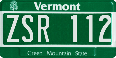 VT license plate ZSR112