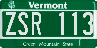VT license plate ZSR113