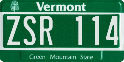 VT license plate ZSR114