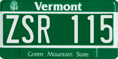 VT license plate ZSR115