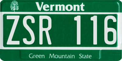 VT license plate ZSR116