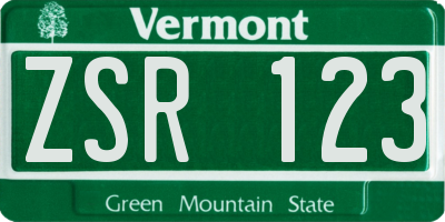 VT license plate ZSR123