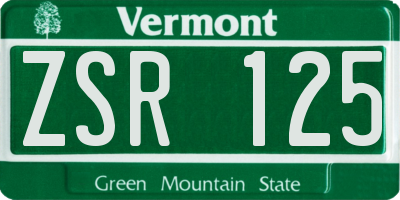 VT license plate ZSR125