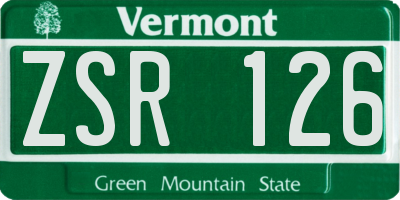 VT license plate ZSR126