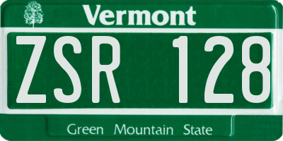 VT license plate ZSR128