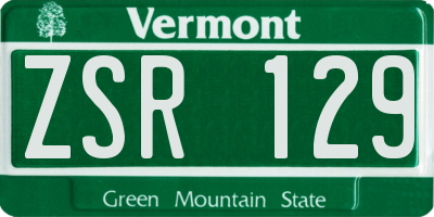 VT license plate ZSR129