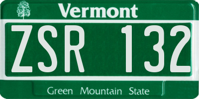 VT license plate ZSR132