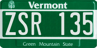 VT license plate ZSR135